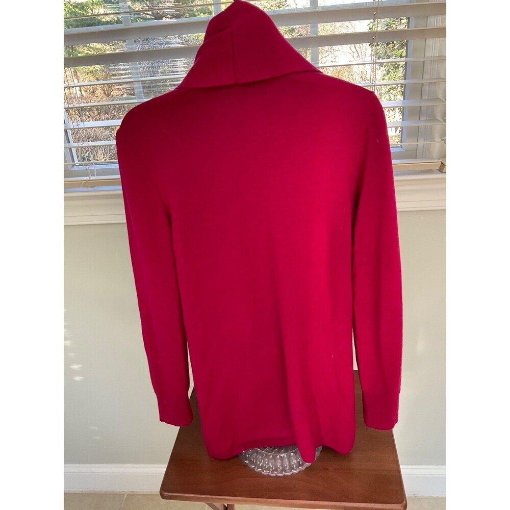 Talbots Raspberry Pink Merino Wool Open Front Car… - image 2